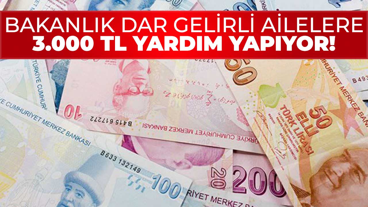 Aile Bakanlığı'ndan dar gelirlilere 3.000 TL nakit ödeme fırsatı!