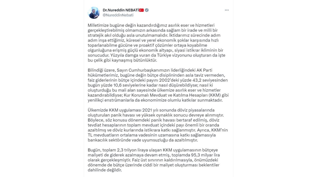 Bakan Nebati: Kkm Uygulamasının Bütçeye Maliyeti Giderek Azalıyor