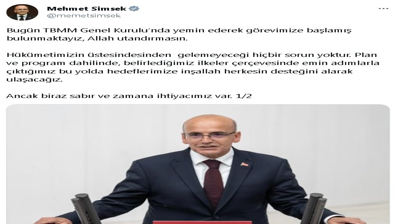 Bakan Şimşek: Acil Önceliğimiz Güvenilir Bir Program Tasarlamaktır (2)