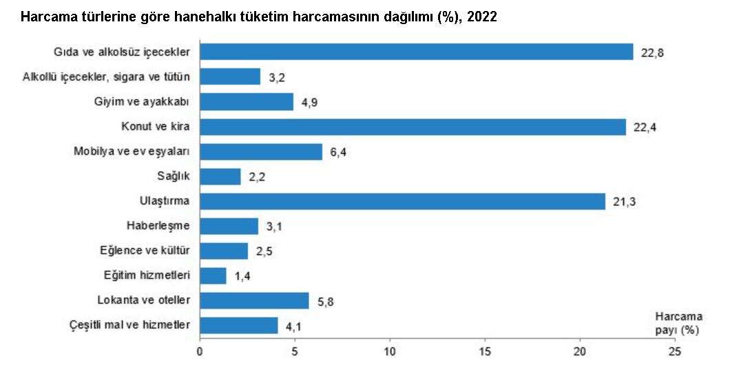 Harcamalarda En Yüksek Pay Gıda, En Düşük Pay Eğitimin