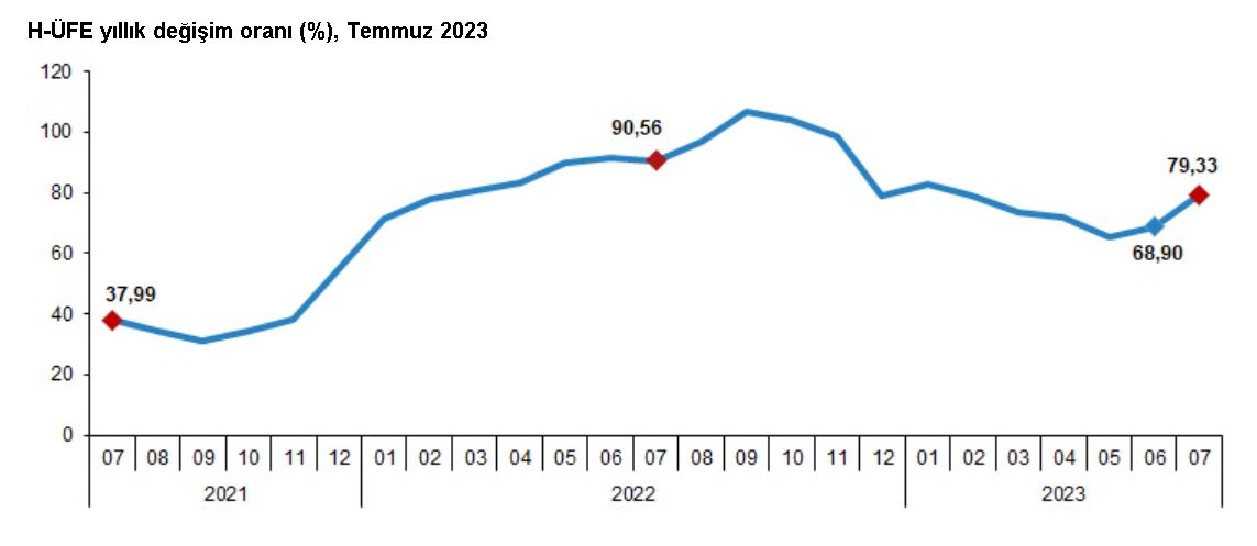 Hizmet Üretici Enflasyonu Temmuzda Yüzde 79,33 Oldu