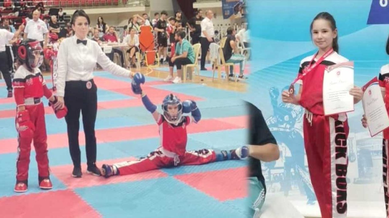 9 Yaşındaki Hazal Erbay, Türkiye Açık Kickboks Turnuvasında Üçüncü Oldu